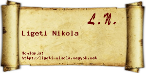 Ligeti Nikola névjegykártya